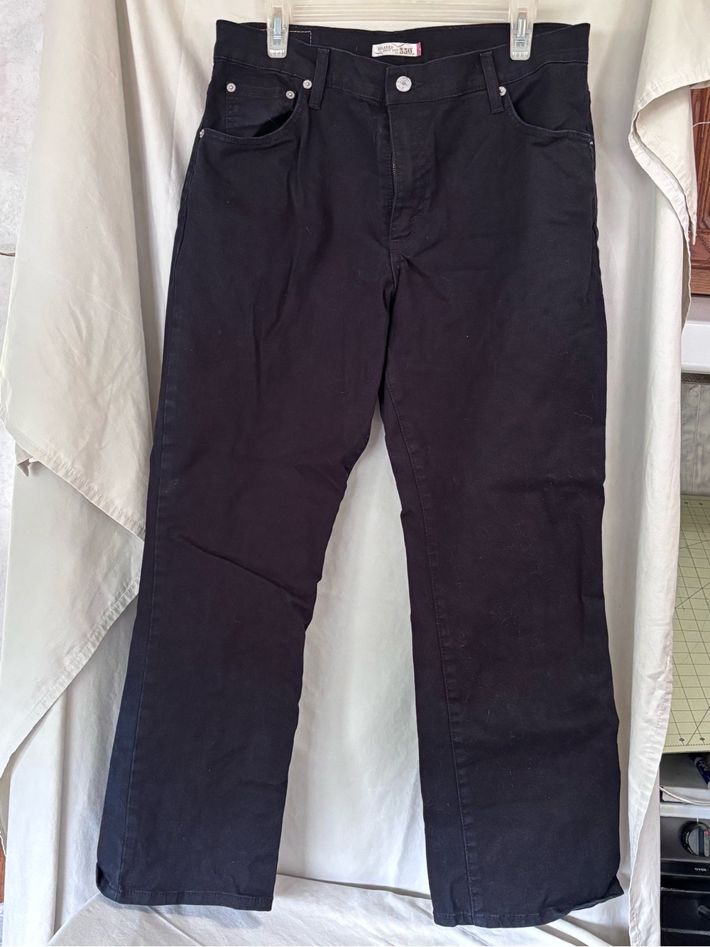 Levi's 550 Black Straight-Leg Jeans women’s 14 short